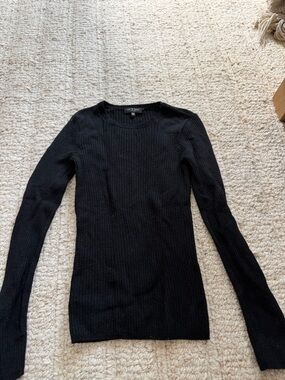 rag & bone Black Ribbed Long-Sleeve Top